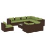 Set muebles de jardín 10 pzas y cojines ratán sintético marrón de vidaXL, Conjuntos de jardín - Ref: Foro24-3102652, Precio: ...