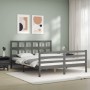 Estructura de cama matrimonio con cabecero madera maciza gris de vidaXL, Camas y somieres - Ref: Foro24-3194838, Precio: 154,...