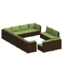 Set de muebles de jardín 12 pzas cojines ratán sintético marrón de vidaXL, Conjuntos de jardín - Ref: Foro24-3102844, Precio:...