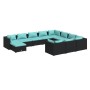 Set de muebles de jardín 11 pzas cojines ratán sintético negro de vidaXL, Conjuntos de jardín - Ref: Foro24-3102697, Precio: ...