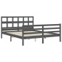 Estructura de cama matrimonio con cabecero madera maciza gris de vidaXL, Camas y somieres - Ref: Foro24-3194838, Precio: 154,...