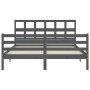 Estructura de cama matrimonio con cabecero madera maciza gris de vidaXL, Camas y somieres - Ref: Foro24-3194838, Precio: 154,...