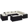 Set de muebles de jardín 11 pzas cojines ratán sintético negro de vidaXL, Conjuntos de jardín - Ref: Foro24-3102871, Precio: ...