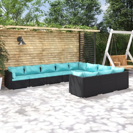 Gartenmöbel-Set 10 Stück schwarze synthetische Rattankissen von vidaXL, Gartensets - Ref: Foro24-3102777, Preis: 1,00 €, Raba...