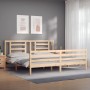 Bed frame with solid wood headboard 200x200 cm by vidaXL, Beds and slatted bases - Ref: Foro24-3194721, Price: 140,42 €, Disc...