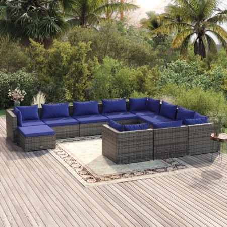 11-teiliges Gartenmöbel-Set und graue synthetische Rattankissen von vidaXL, Gartensets - Ref: Foro24-3102702, Preis: 694,99 €...