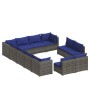 Set de muebles de jardín 12 pzas cojines ratán sintético gris de vidaXL, Conjuntos de jardín - Ref: Foro24-3102846, Precio: 8...