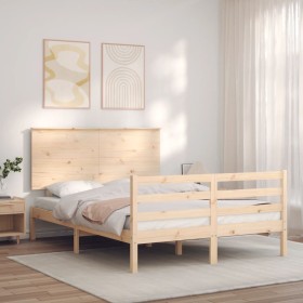 Bed frame with solid wood headboard 120x200 cm by vidaXL, Beds and slatted bases - Ref: Foro24-3195216, Price: 125,99 €, Disc...