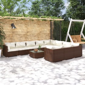 Gartenmöbel-Set 11-teilig und braune synthetische Rattankissen von vidaXL, Gartensets - Ref: Foro24-3102786, Preis: 1,00 €, R...