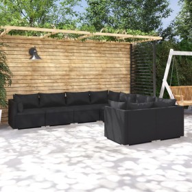 8-teiliges Gartenmöbel-Set und schwarze synthetische Rattankissen von vidaXL, Gartensets - Ref: Foro24-3102752, Preis: 774,99...