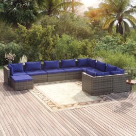 Gartenmöbel Set 10 Stück und Kissen Kunststoff Rattan grau von vidaXL, Gartensets - Ref: Foro24-3102686, Preis: 760,94 €, Rab...