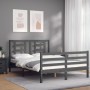 Estructura de cama con cabecero madera maciza gris 120x200 cm de vidaXL, Camas y somieres - Ref: Foro24-3194698, Precio: 142,...