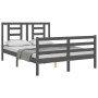 Estructura de cama con cabecero madera maciza gris 120x200 cm de vidaXL, Camas y somieres - Ref: Foro24-3194698, Precio: 142,...