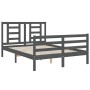 Gray solid wood bed frame with headboard 120x200 cm by vidaXL, Beds and slatted bases - Ref: Foro24-3194698, Price: 142,48 €,...