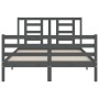 Gray solid wood bed frame with headboard 120x200 cm by vidaXL, Beds and slatted bases - Ref: Foro24-3194698, Price: 142,48 €,...