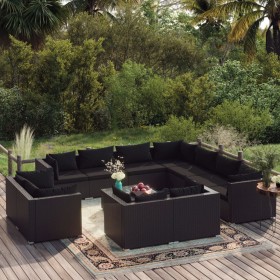 Garden furniture set 12 pieces black synthetic rattan cushions by vidaXL, Garden sets - Ref: Foro24-3102880, Price: 1,00 €, D...