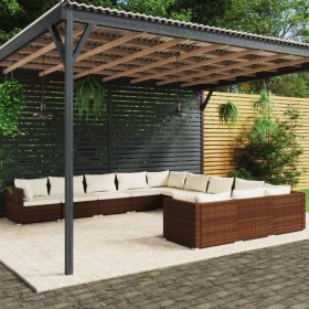 Gartenmöbel-Set 11-teilig und braune synthetische Rattankissen von vidaXL, Gartensets - Ref: Foro24-3102810, Preis: 1,00 €, R...