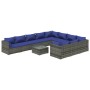 Set de muebles de jardín 11 pzas y cojines ratán sintético gris de vidaXL, Conjuntos de jardín - Ref: Foro24-3102790, Precio:...