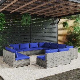 Garden furniture set 11 pieces with gray synthetic rattan cushions by vidaXL, Garden sets - Ref: Foro24-3102830, Price: 748,9...