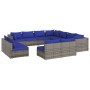 Set de muebles de jardín 11 pzas cojines ratán sintético gris de vidaXL, Conjuntos de jardín - Ref: Foro24-3102830, Precio: 9...