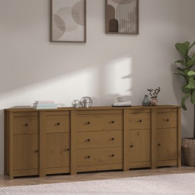 Honigbraunes Sideboard aus massivem Kiefernholz, 230 x 35 x 80 cm von vidaXL, Sideboards - Ref: Foro24-3114097, Preis: 332,99...