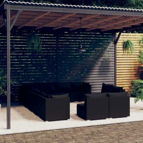 Garden furniture set 12 pieces black synthetic rattan cushions by vidaXL, Garden sets - Ref: Foro24-3102840, Price: 1,00 €, D...