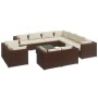 Set muebles de jardín 12 pzas y cojines ratán sintético marrón de vidaXL, Conjuntos de jardín - Ref: Foro24-3102882, Precio: ...