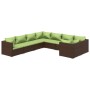 Set muebles de jardín 8 pzas y cojines ratán sintético marrón de vidaXL, Conjuntos de jardín - Ref: Foro24-3102756, Precio: 8...