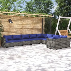 9-teiliges Gartenmöbel-Set und graue synthetische Rattankissen von vidaXL, Gartensets - Ref: Foro24-3102766, Preis: 621,99 €,...