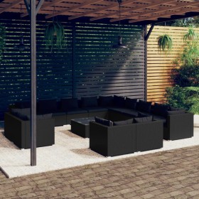 Gartenmöbel-Set 14-teilig, schwarze Kissen aus synthetischem Rattan von vidaXL, Gartensets - Ref: Foro24-3102912, Preis: 1,00...