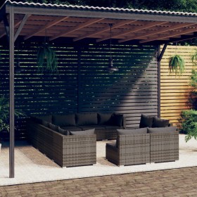 12-piece garden furniture set with gray synthetic rattan cushions by vidaXL, Garden sets - Ref: Foro24-3102845, Price: 1,00 €...