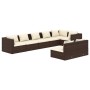 Set muebles de jardín 8 piezas y cojines ratán sintético marrón de vidaXL, Conjuntos de jardín - Ref: Foro24-3102402, Precio:...