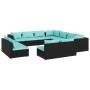 Set de muebles de jardín 11 pzas cojines ratán sintético negro de vidaXL, Conjuntos de jardín - Ref: Foro24-3102825, Precio: ...