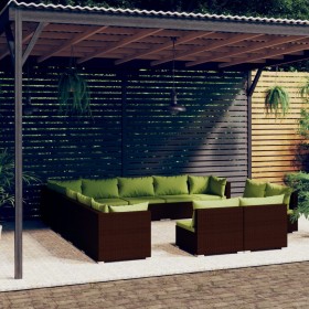 Garden furniture set 13 pieces with brown synthetic rattan cushions by vidaXL, Garden sets - Ref: Foro24-3102860, Price: 1,00...