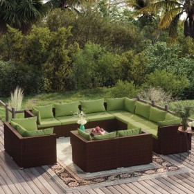 Garden furniture set 12 pieces and brown synthetic rattan cushions by vidaXL, Garden sets - Ref: Foro24-3102884, Price: 1,00 ...