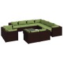 Set muebles de jardín 12 pzas y cojines ratán sintético marrón de vidaXL, Conjuntos de jardín - Ref: Foro24-3102884, Precio: ...