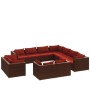 Set muebles de jardín 11 piezas cojines ratán sintético marrón de vidaXL, Conjuntos de jardín - Ref: Foro24-3102875, Precio: ...