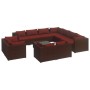 Set muebles de jardín 12 pzas y cojines ratán sintético marrón de vidaXL, Conjuntos de jardín - Ref: Foro24-3102883, Precio: ...