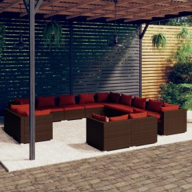 Garden furniture set 13 pieces with brown synthetic rattan cushions by vidaXL, Garden sets - Ref: Foro24-3102907, Price: 1,00...