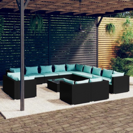 Gartenmöbel-Set 14-teilig, schwarze Kissen aus synthetischem Rattan von vidaXL, Gartensets - Ref: Foro24-3102913, Preis: 1,00...