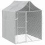 Perrera de exterior con toldo acero galvanizado plata 2x2x2,5 m de vidaXL, Casetas y cercados para perros - Ref: Foro24-15367...