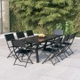 Juego de comedor de jardín 9 piezas gris y negro de vidaXL, Conjuntos de jardín - Ref: Foro24-3102921, Precio: 442,59 €, Desc...