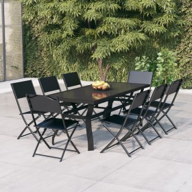 Garten Esstischgarnitur 9 Stück grau und schwarz von vidaXL, Gartensets - Ref: Foro24-3102921, Preis: 393,99 €, Rabatt: %