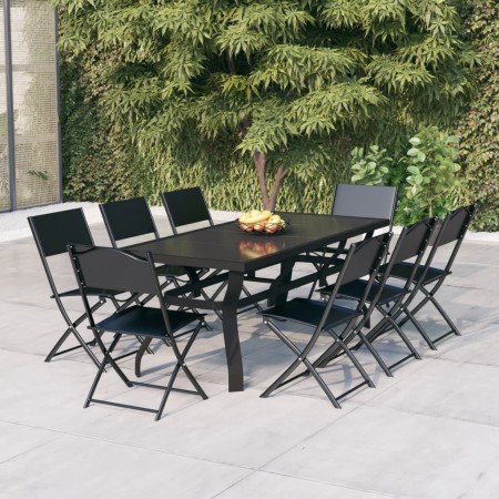 Garten Esstischgarnitur 9 Stück grau und schwarz von vidaXL, Gartensets - Ref: Foro24-3102921, Preis: 442,59 €, Rabatt: %