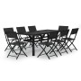 Juego de comedor de jardín 9 piezas gris y negro de vidaXL, Conjuntos de jardín - Ref: Foro24-3102921, Precio: 442,59 €, Desc...