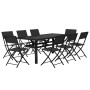 Juego de comedor de jardín 9 piezas gris y negro de vidaXL, Conjuntos de jardín - Ref: Foro24-3102921, Precio: 442,59 €, Desc...