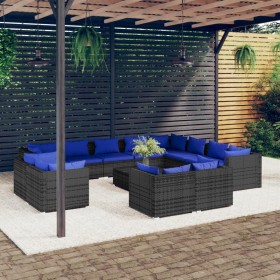 Gartenmöbelset 13-tlg. und Kissen Kunststoff-Rattan grau von vidaXL, Gartensets - Ref: Foro24-3102902, Preis: 926,99 €, Rabat...