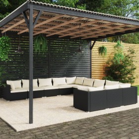 Gartenmöbel-Set 11 Stück synthetische Rattan-Kissen schwarz von vidaXL, Gartensets - Ref: Foro24-3102807, Preis: 994,54 €, Ra...