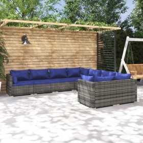 8-teiliges Gartenmöbel-Set und graue synthetische Rattankissen von vidaXL, Gartensets - Ref: Foro24-3102758, Preis: 616,99 €,...