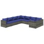 Set de muebles de jardín 8 pzas y cojines ratán sintético gris de vidaXL, Conjuntos de jardín - Ref: Foro24-3102758, Precio: ...